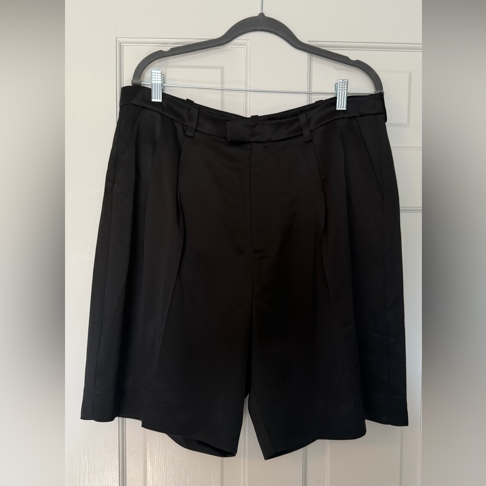Favorite Daughter Black Satin-Look Bermuda Shorts, Size 14 - NWT